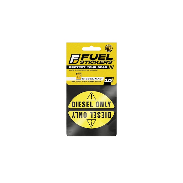Diesel Label  for Fuel Cap:  Fleet Trucks, Box Truck, Van, Hvy-Dty, Ultra-Durable, 10PK